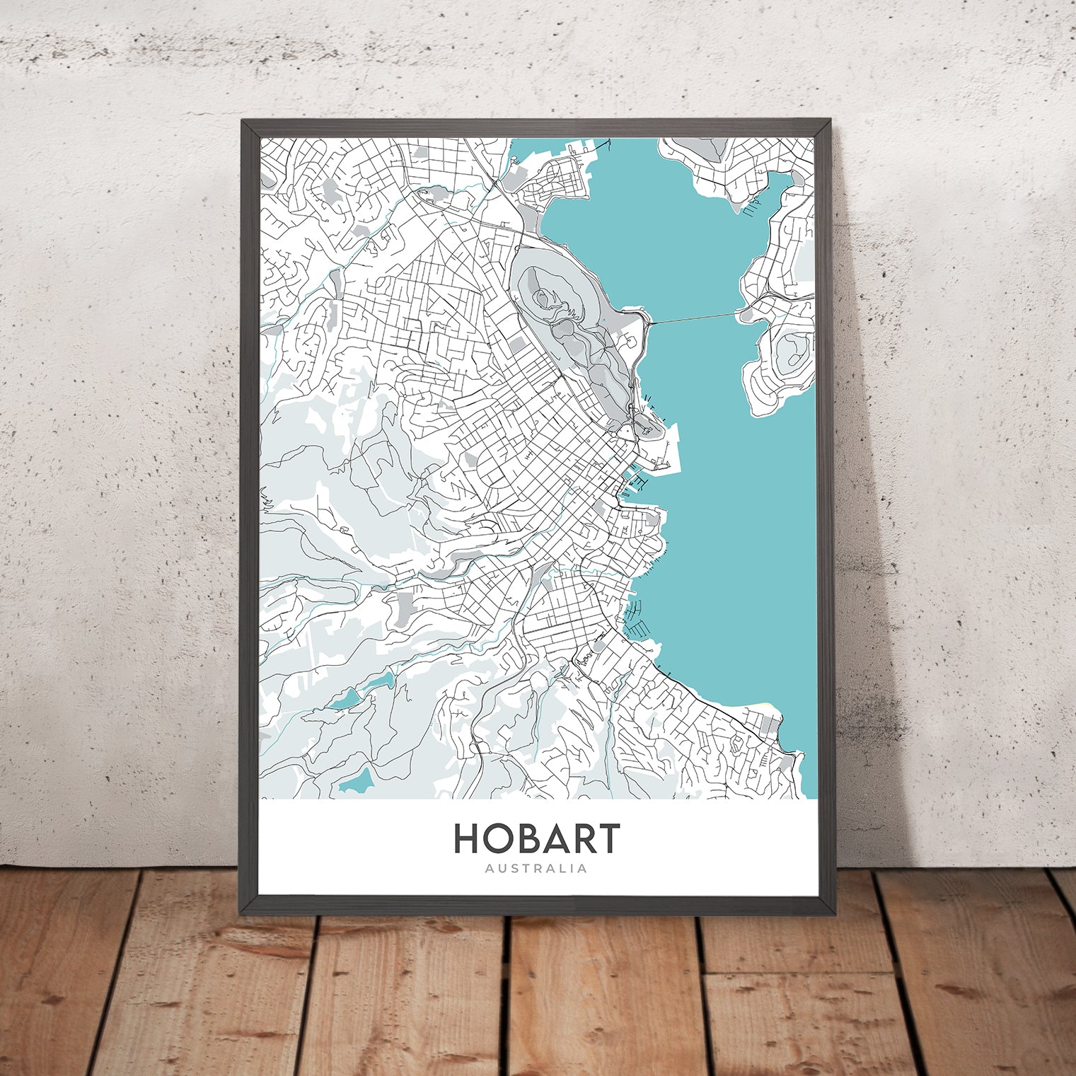 Modern City Map of Hobart, Australia Sandy Bay, Battery Point, St. Da — free download