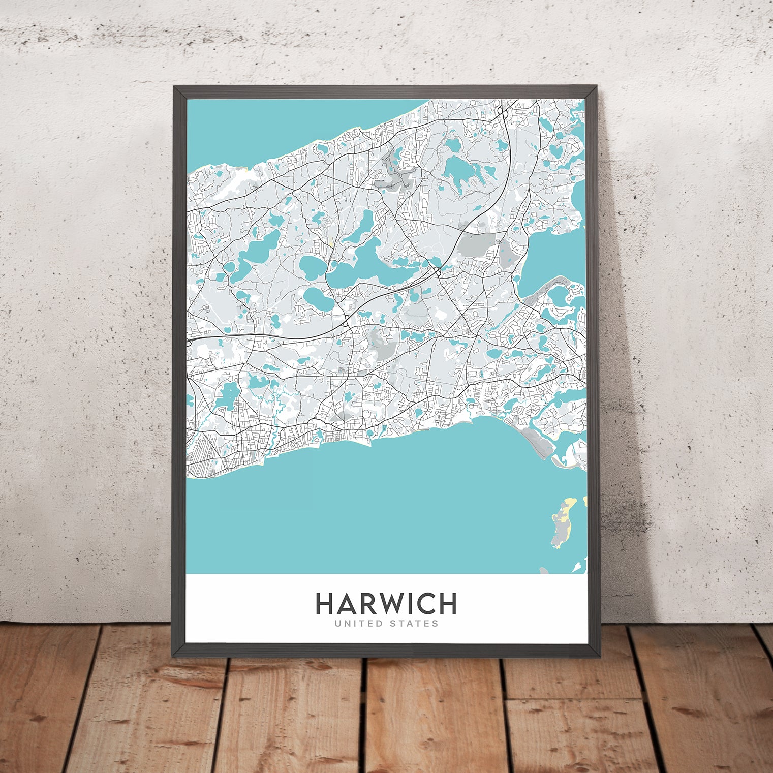 Modern City Map of Harwich, Massachusetts Red River Beach, Saquatucke