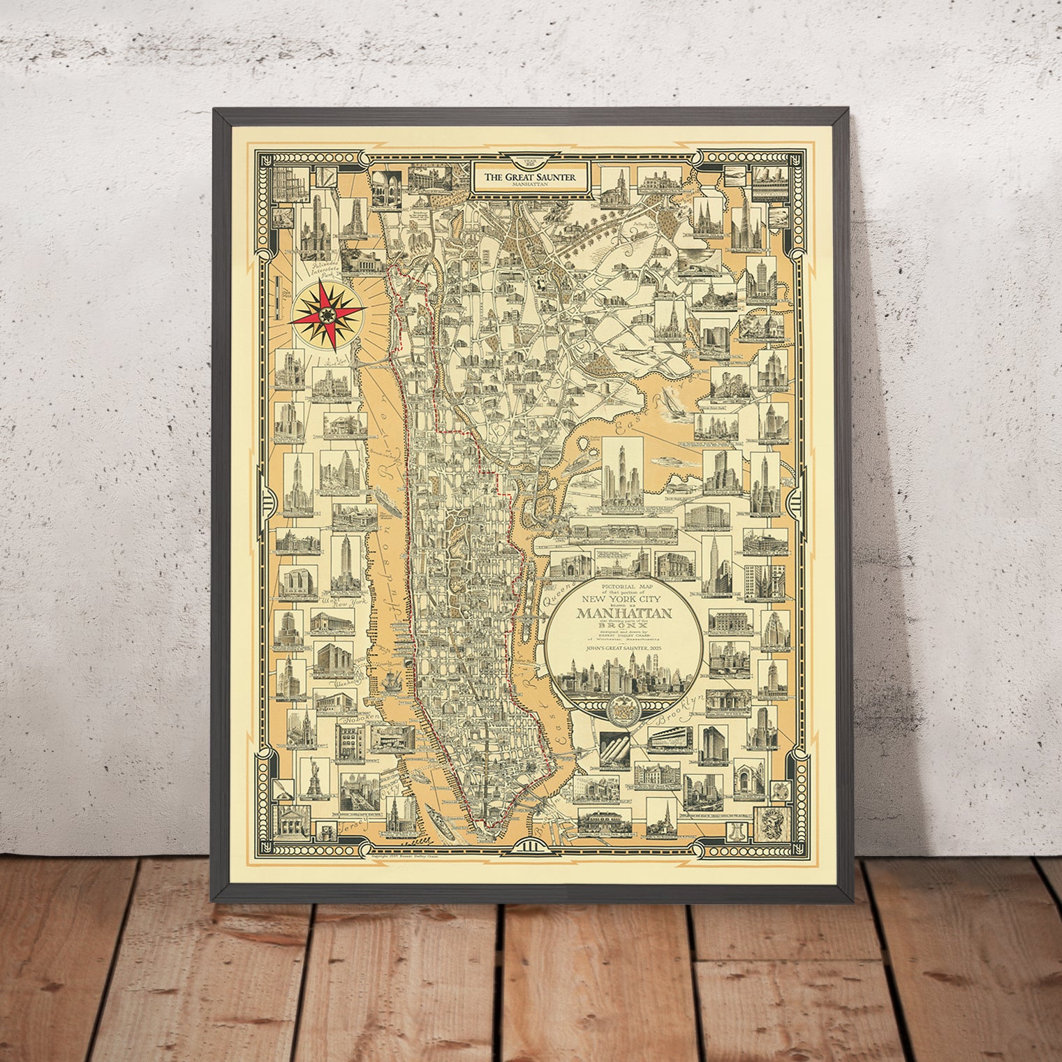 Manhattan: The Great Saunter, Route Map by The Unique Maps Co. and Cha
