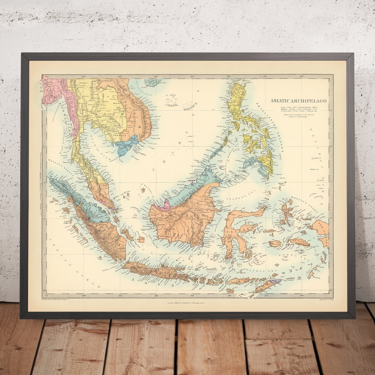 Old Map of Southeast Asia by SDUK, 1872: Colonial Era, Asiatic Sea Rou