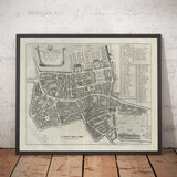 Mappa antica di Londra St Giles nel 1720 di John Strype e John Stow - Great Russell Street, Lincoln's Inn Fields, High Holborn, Drury Lane 