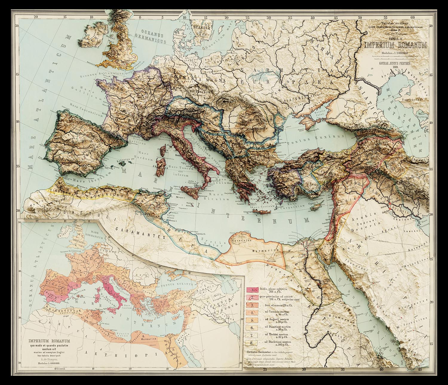 Campania Before Rome Map Old Roman Empire World Map From 266BC to 305AD by Perthes & Kampen ...