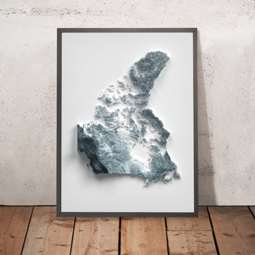 Carte topographique en relief 3D du Canada 