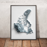 Mappa topografica in rilievo 3D del Canada 