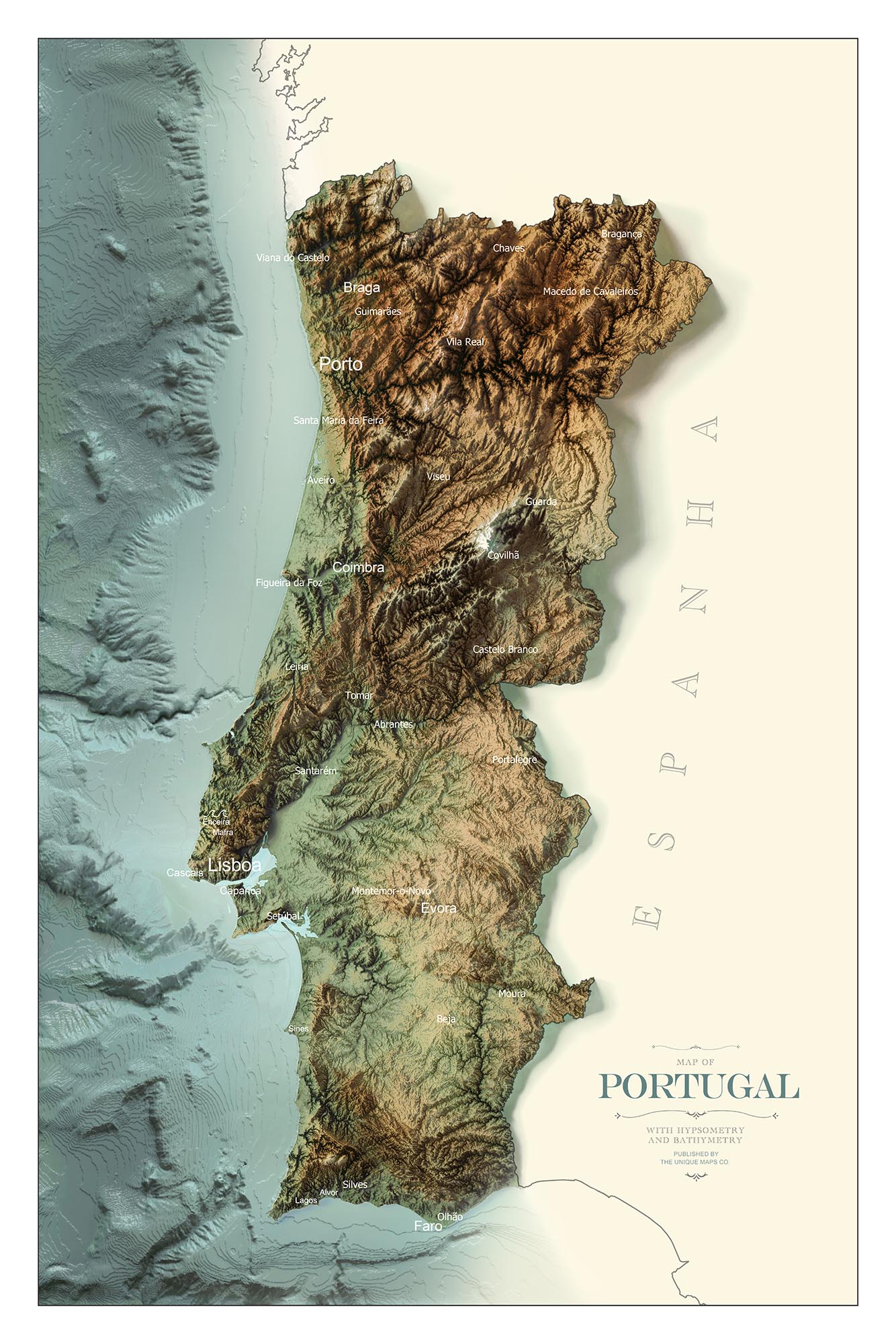 A 3D hypsometric (and bathymetric) map