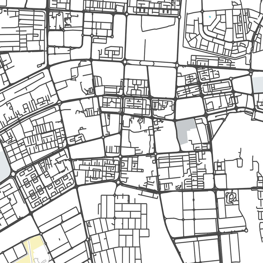 Mapa de la Ciudad Moderna de Al Ain, Emiratos Árabes Unidos: Oasis, Zoológico, Museo Nacional, Calle Bin Zayed, Calle Bin Sultan 