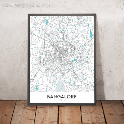 Modern City Map of Bangalore: Bangalaru, M.G. Road, Lalbagh, Cubbon Park, Whitefield