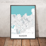 Moderne Stadtkarte von Bangor, NI: Ballyholme, Bangor Castle, Ward Park, A2, Marina 