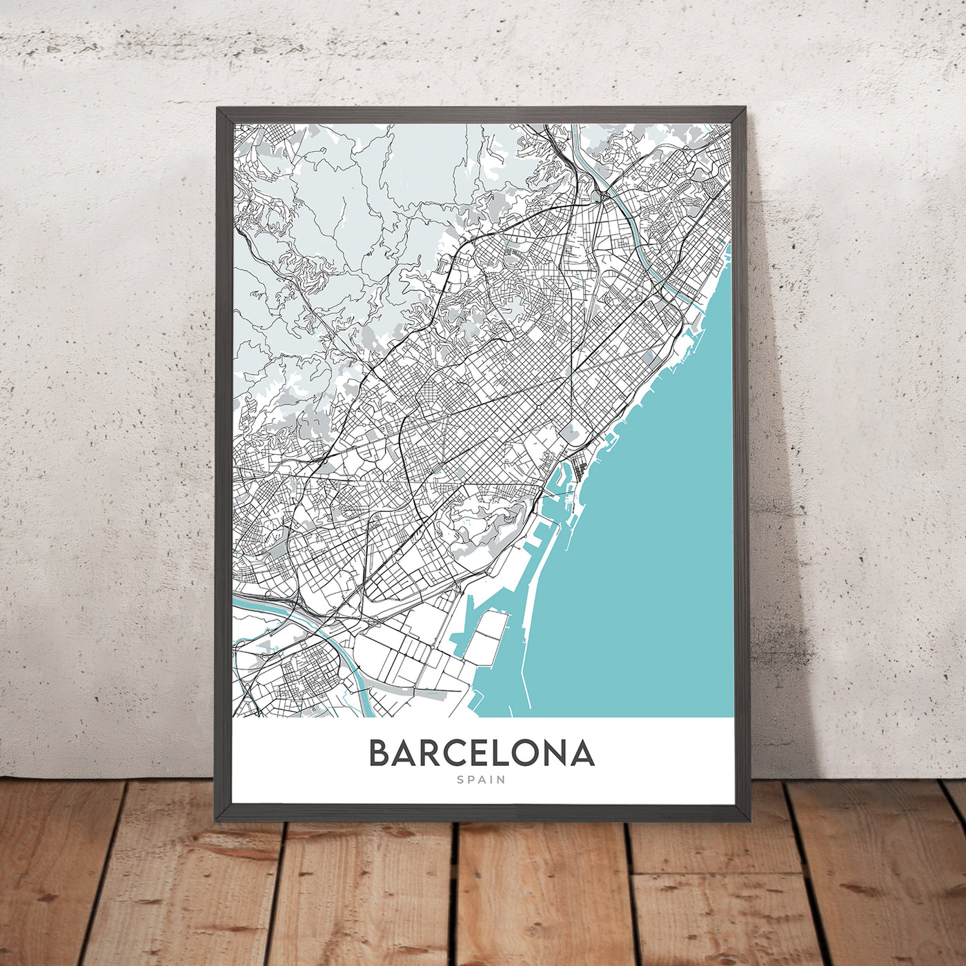 Modern City Map of Barcelona, Spain: Gothic Quarter, El Born, Gracia, Sagrada Familia, Casa Batlló