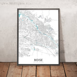 Plan de la ville moderne de Boise, ID : centre-ville, Boise State University, Idaho State Capitol, Hyde Park, Boise River