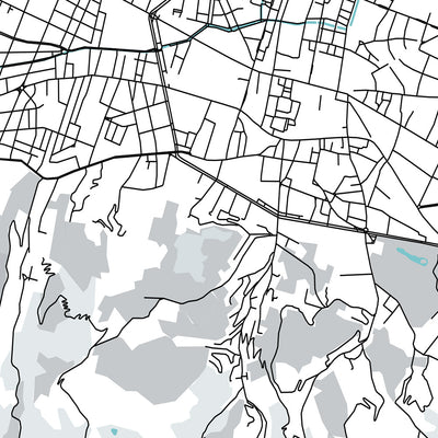 Mapa moderno de la ciudad de Bolonia, Italia: Piazza Maggiore, Basílica de San Petronio, Torre degli Asinelli, distrito universitario, zona industrial