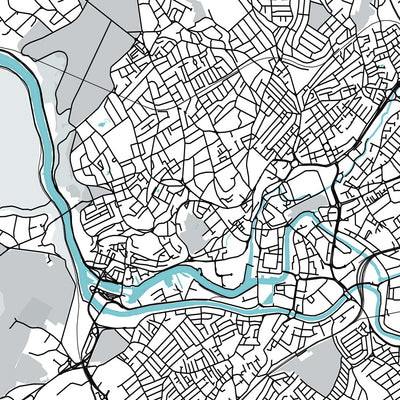 Modern City Map of Bristol, UK: Clifton Suspension Bridge, SS Great Britain, Bristol Cathedral, Cabot Tower, Bristol Zoo