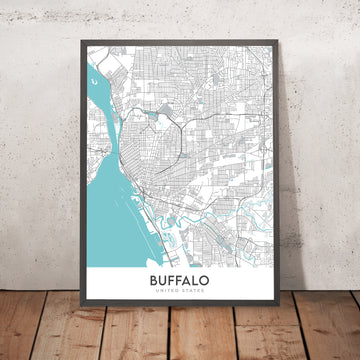 Modern City Map of Buffalo, NY: Allentown, Delaware Park, Elmwood Village, First Niagara Center, University at Buffalo