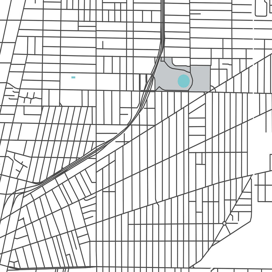 Mappa della città moderna di Buffalo, NY: Allentown, Delaware Park, Elmwood Village, First Niagara Center, Università di Buffalo 