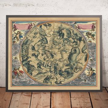 Himmelskarte der südlichen Sternbilder von Andreas Cellarius, 1661 