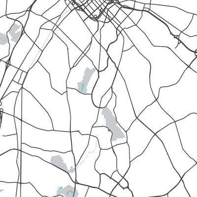 Modern City Map of Charlotte, NC: NoDa, South End, Univ. of N. Carolina, I-485, I-77
