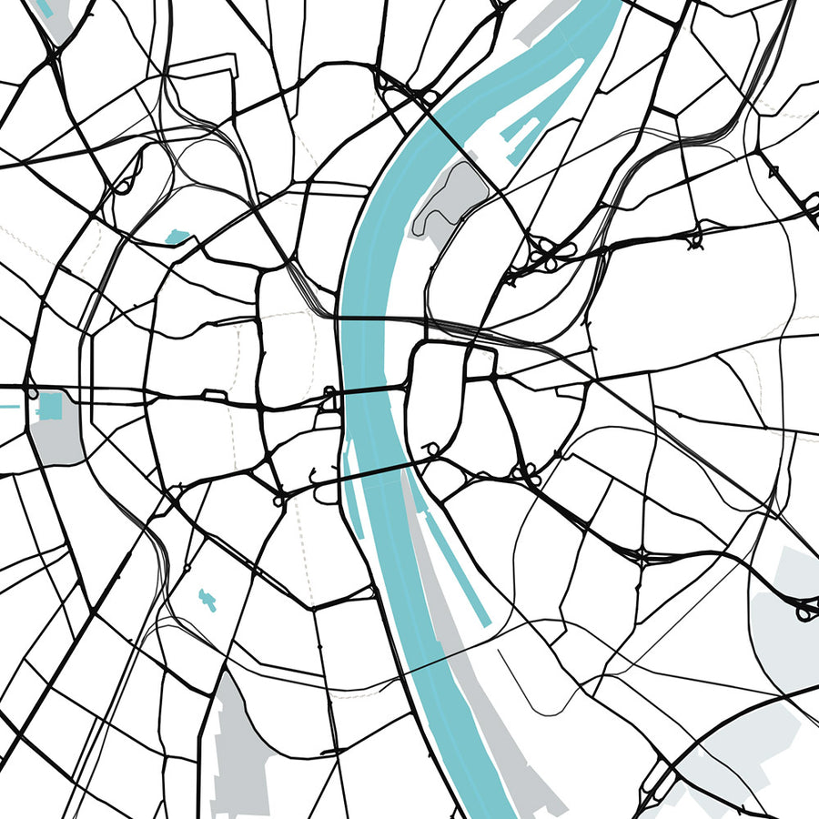 Moderne Stadtkarte von Köln, Deutschland: Kathedrale, Dreieck, Oper, Museum, Zoo 