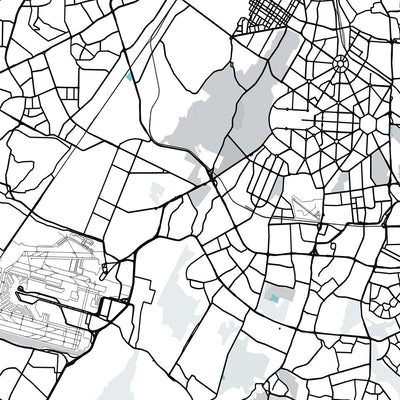 Moderner Stadtplan von Delhi, Indien: Connaught Place, India Gate, Rotes Fort, NH 44, Ringstraße