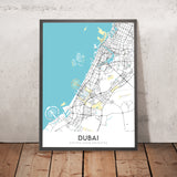 Moderne Stadtkarte von Dubai, VAE: Burj Khalifa, Palm Jumeirah, Innenstadt, Marina 