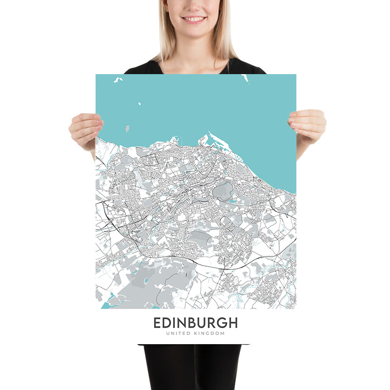 Modern City Map of Edinburgh, UK: Old Town, New Town, Edinburgh Castle ...