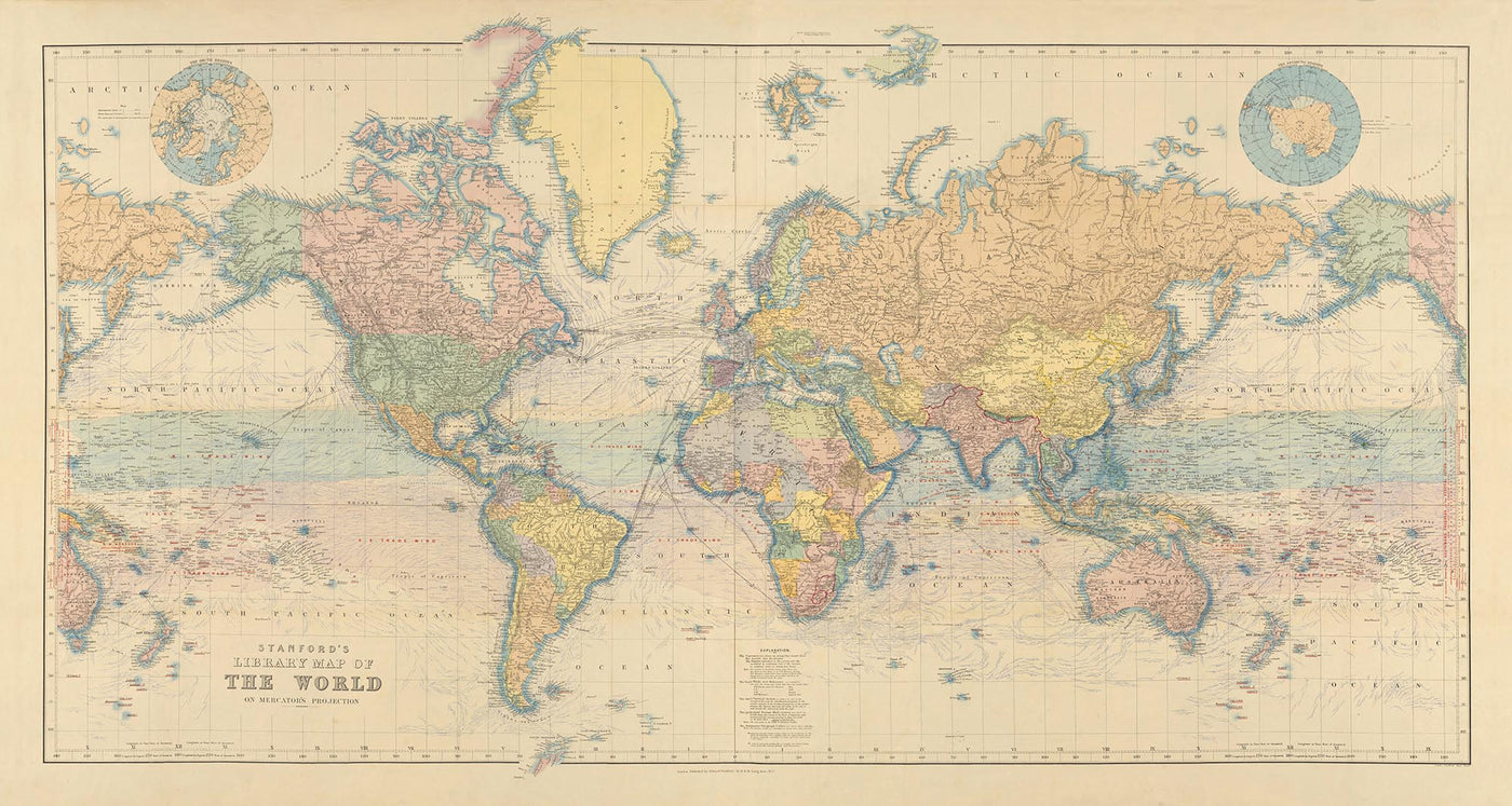 Old World Map by Edward Stanford, 1898 - Masterpiece Vintage Atlas Wall Chart