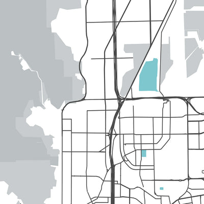 Moderner Stadtplan von El Paso, TX: Innenstadt, UTEP, Franklin Mountains, I-10, US-54