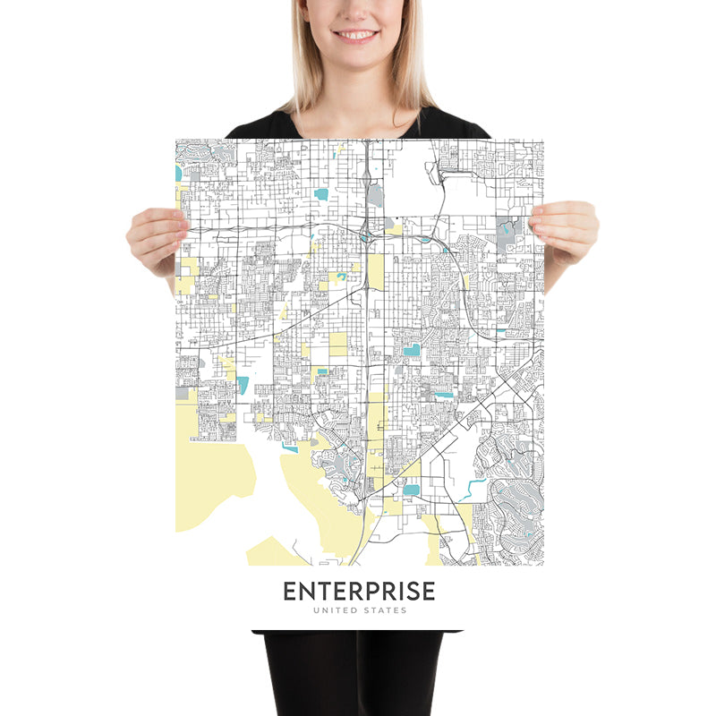 Plan de la ville moderne d'Enterprise, NV : centre-ville, Enterprise High School, US-95, NV-169, NV-317