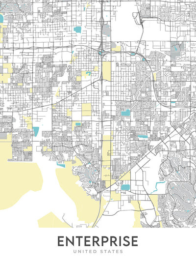 Mapa de la ciudad moderna de Enterprise, NV: centro, Enterprise High School, US-95, NV-169, NV-317