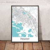 Moderne Stadtkarte von Fremont, CA: Ardenwood, Mission San Jose, Niles Canyon Railway, Tesla-Fabrik, Warm Springs 