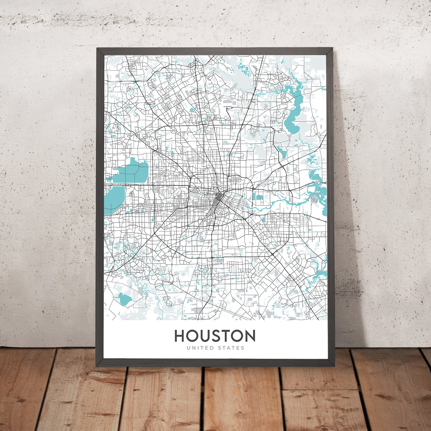 Moderner Stadtplan von Houston, TX: Innenstadt, Minute Maid Park, The Galleria, I-10, I-45