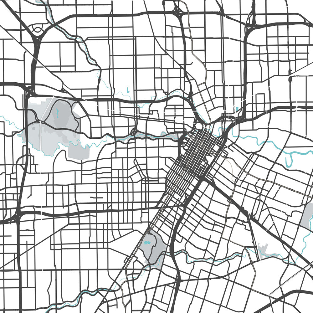 Modern City Map of Houston, TX: Downtown, Minute Maid Park, The Galler ...