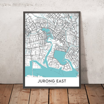 Mappa della città moderna di Jurong East, Singapore: JCube, IMM, Giardino Cinese, Giardini del Lago di Jurong, Ospedale Ng Teng Fong 