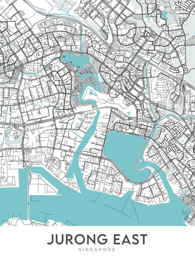 Modern City Map of Jurong East, Singapore: JCube, IMM, Chinese Garden, Jurong Lake Gardens, Ng Teng Fong Hospital