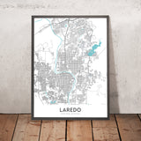 Moderne Stadtkarte von Laredo, TX: Chacon, Hillside, Mines Rd, Loop 20, Fort McIntosh 
