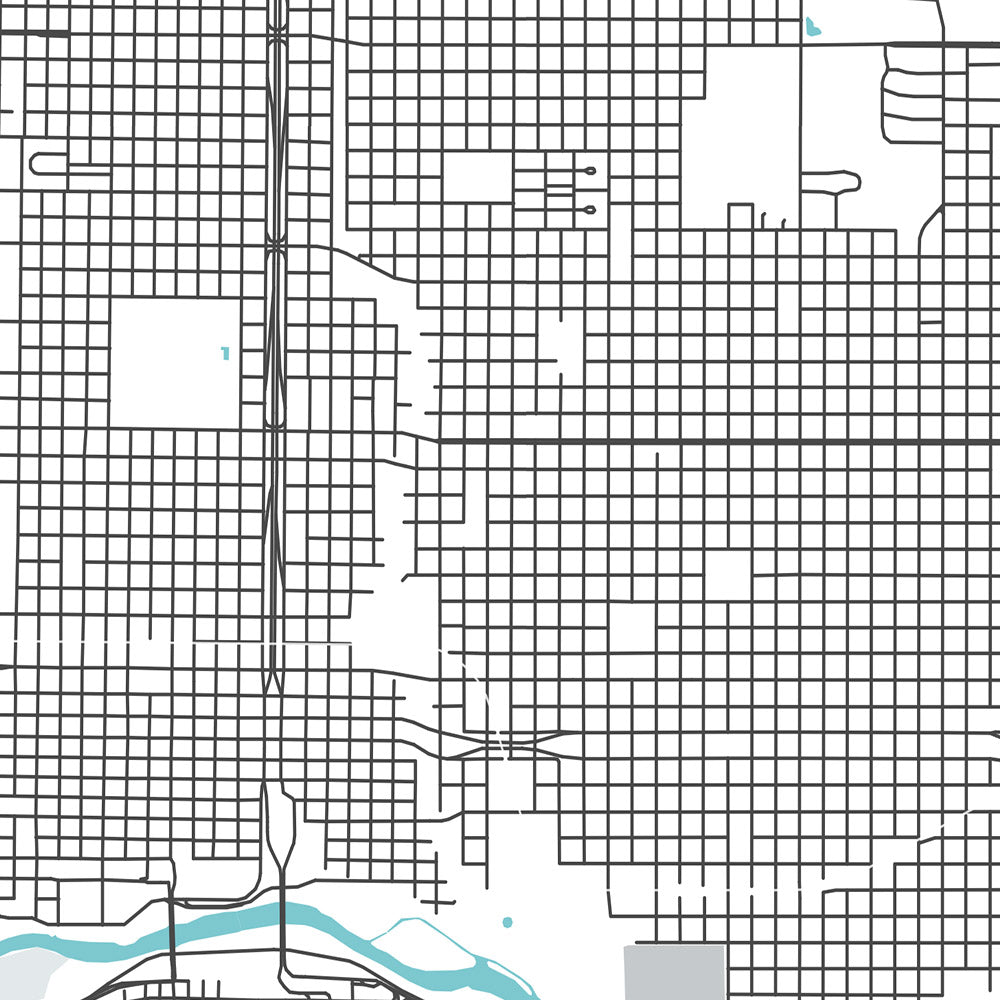 Modern City Map of Laredo, TX: Chacon, Hillside, Mines Rd, Loop 20, Fort McIntosh