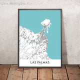 Moderne Stadtkarte von Las Palmas, Spanien: Vegueta, Triana, Ciudad Jardín, Kathedrale von Santa Ana, Playa de Las Canteras 
