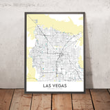 Carte moderne de la ville de Las Vegas, NV : Strip, Centre-ville, Red Rock Canyon, Fremont St. 