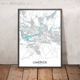 Moderne Stadtkarte von Limerick, Irland: König Johns Schloss, Thomond Park, Universität von Limerick, N18, N21 