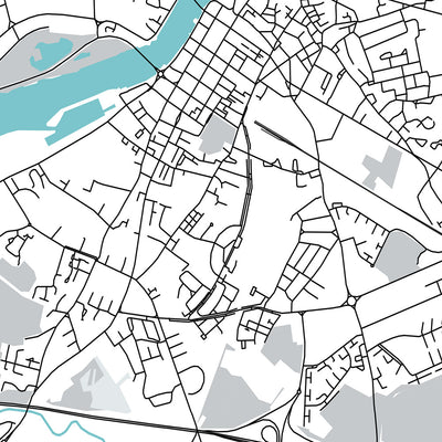 Mapa moderno de la ciudad de Limerick, Irlanda: Castillo del Rey Juan, Parque Thomond, Universidad de Limerick, N18, N21