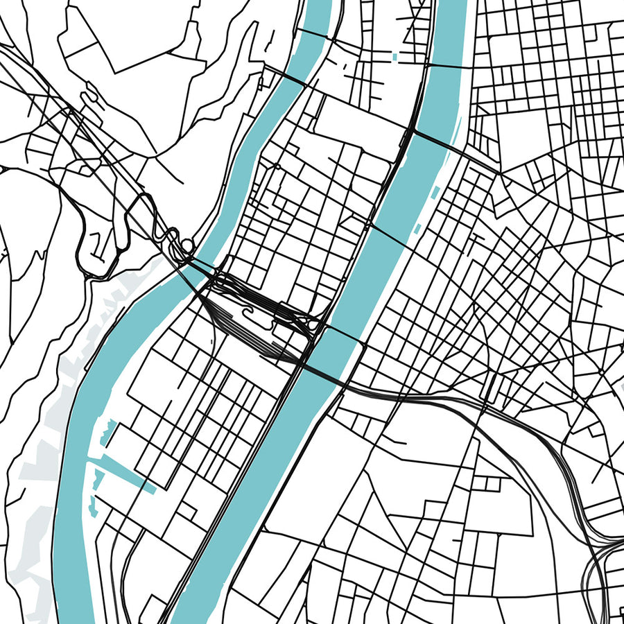 Mapa moderno de la ciudad de Lyon, Francia: Croix-Rousse, Notre-Dame, Parc de la Tête d&