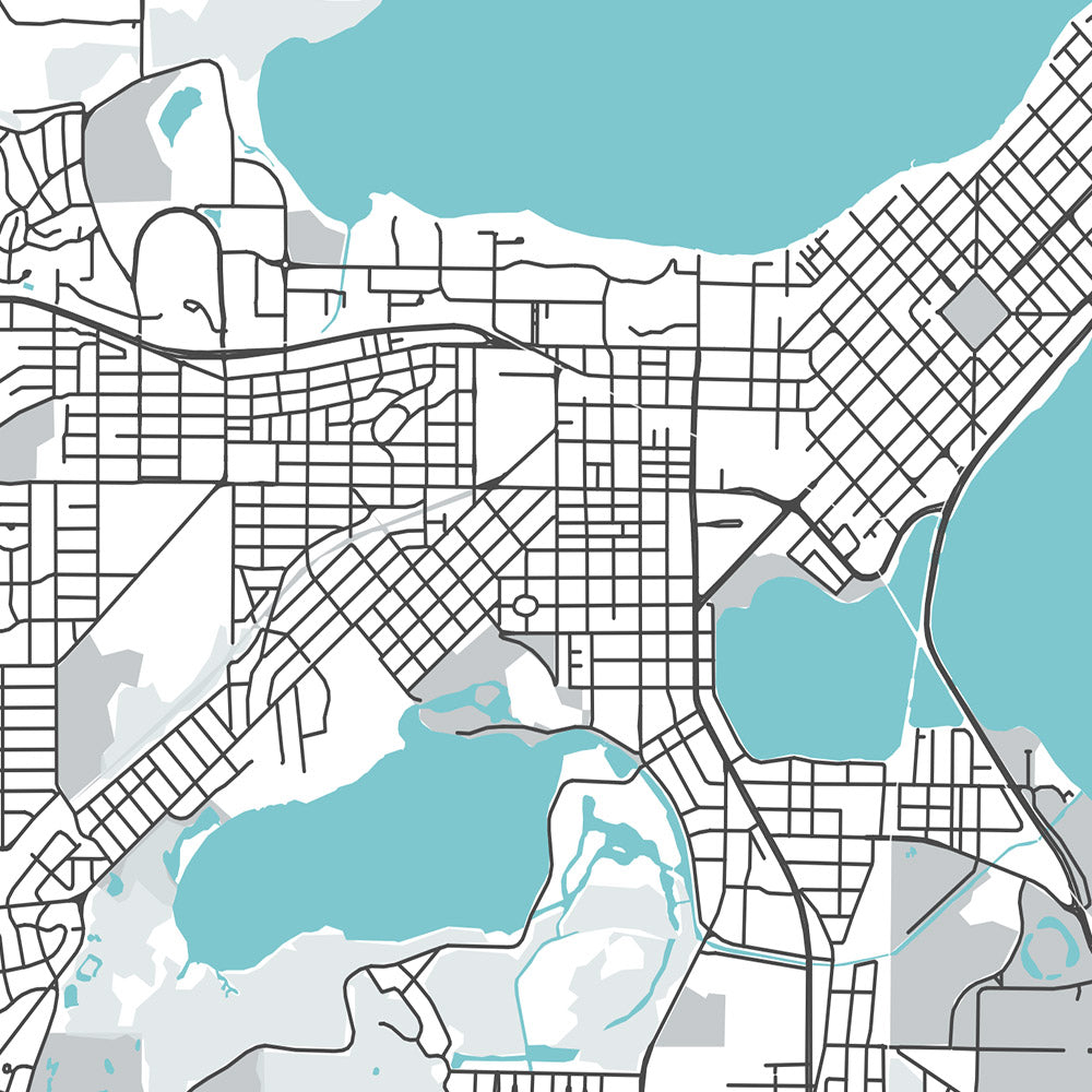 Plan de la ville moderne de Madison, WI : UW-Madison, Capitol, State St, Olbrich Park, Henry Vilas Zoo