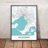 Moderne Stadtkarte von Melbourne, Australien: MCG, NGV, Queen Victoria Market, South Melbourne Market, Prahran Market 