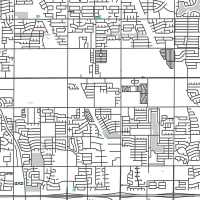 Moderner Stadtplan von Mesa, AZ: Innenstadt, ASU, Red Mountain, Superstition Mountains, Loop 101