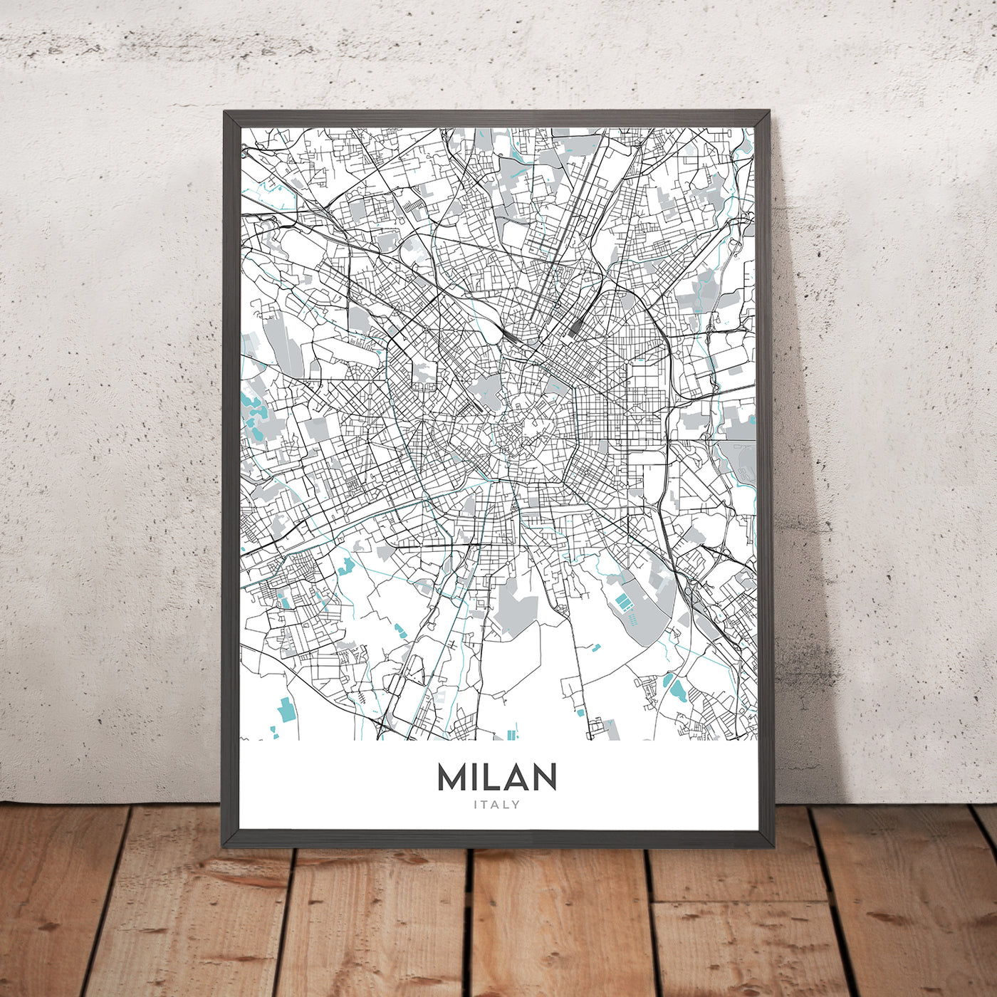 Moderner Stadtplan von Mailand, Italien: Duomo, Galleria, Castello, Navigli, Brera