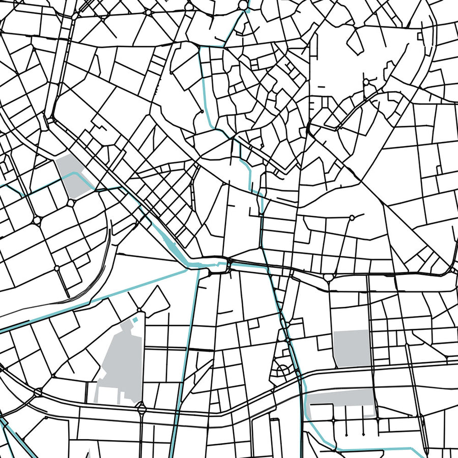 Moderne Stadtkarte von Mailand, Italien: Duomo, Galleria, Castello, Navigli, Brera 