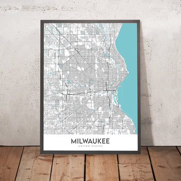 Modern City Map of Milwaukee, WI: Bay View, Fiserv Forum, Historic Third Ward, Marquette University, County Zoo