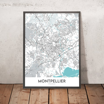 Mappa della città moderna di Montpellier, Francia: Antigone, Beaux Arts, Cattedrale di Saint-Pierre, Opéra Comédie, Place de la Comédie 