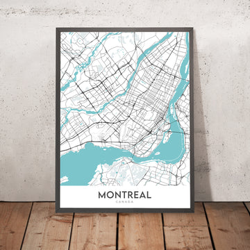 Mappa della città moderna di Montreal, Canada: Monte Royal, McGill, Stadio Olimpico 