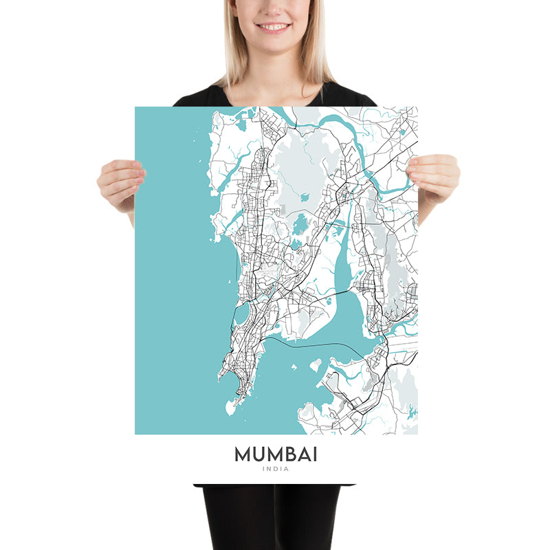 Modern City Map of Mumbai, India: Colaba, Marine Drive, Bandra-Worli S ...