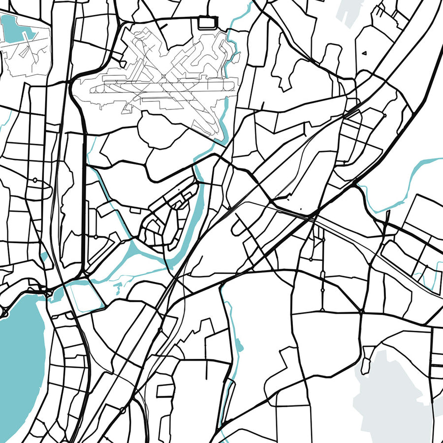 Mappa della città moderna di Mumbai, India: Colaba, Marine Drive, Bandra-Worli Sea Link, Juhu Beach, Lago Powai 
